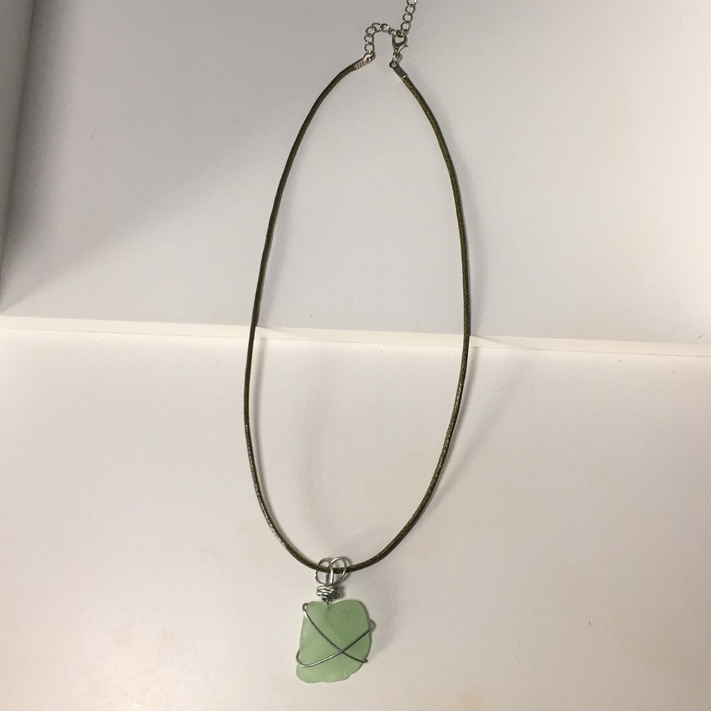 Green sea glass necklace
